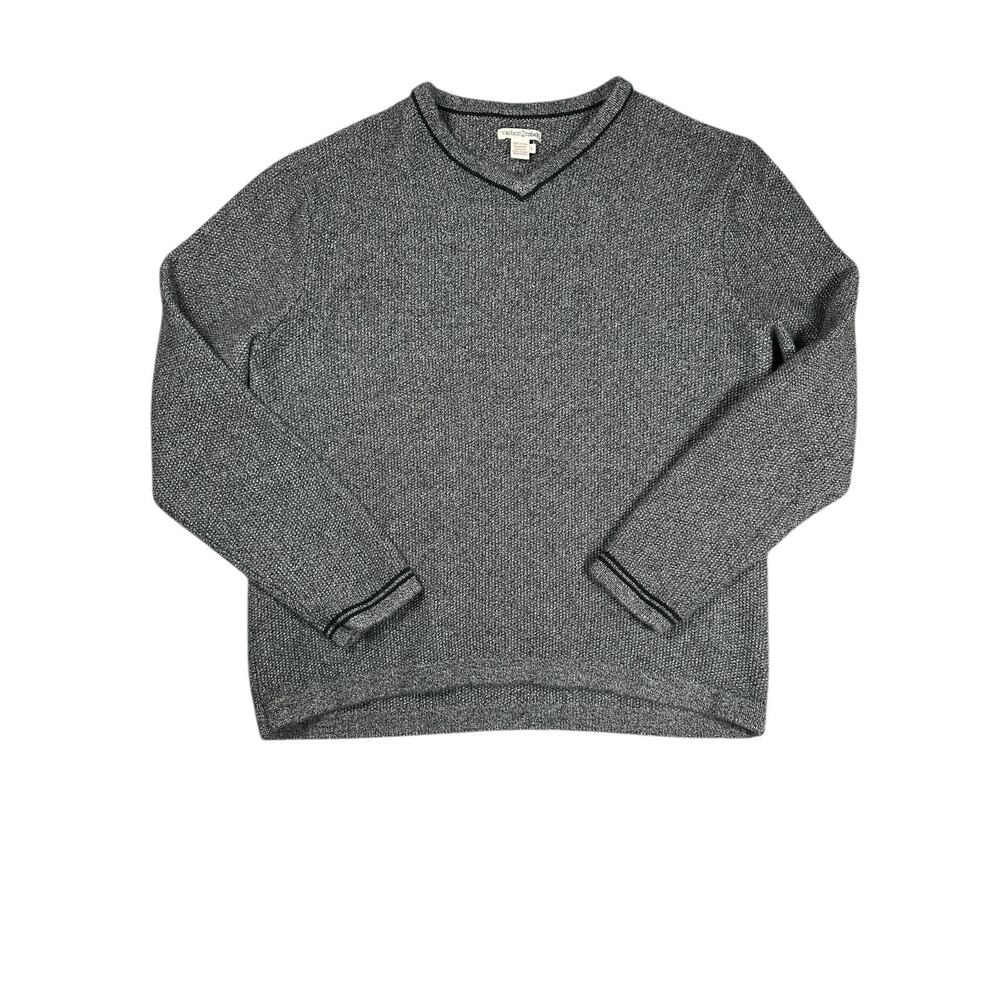 Carbon 2 Cobalt Sweater Mens Size Large Gray 100% Cotton V-Neck Pullover